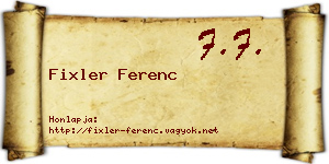 Fixler Ferenc névjegykártya